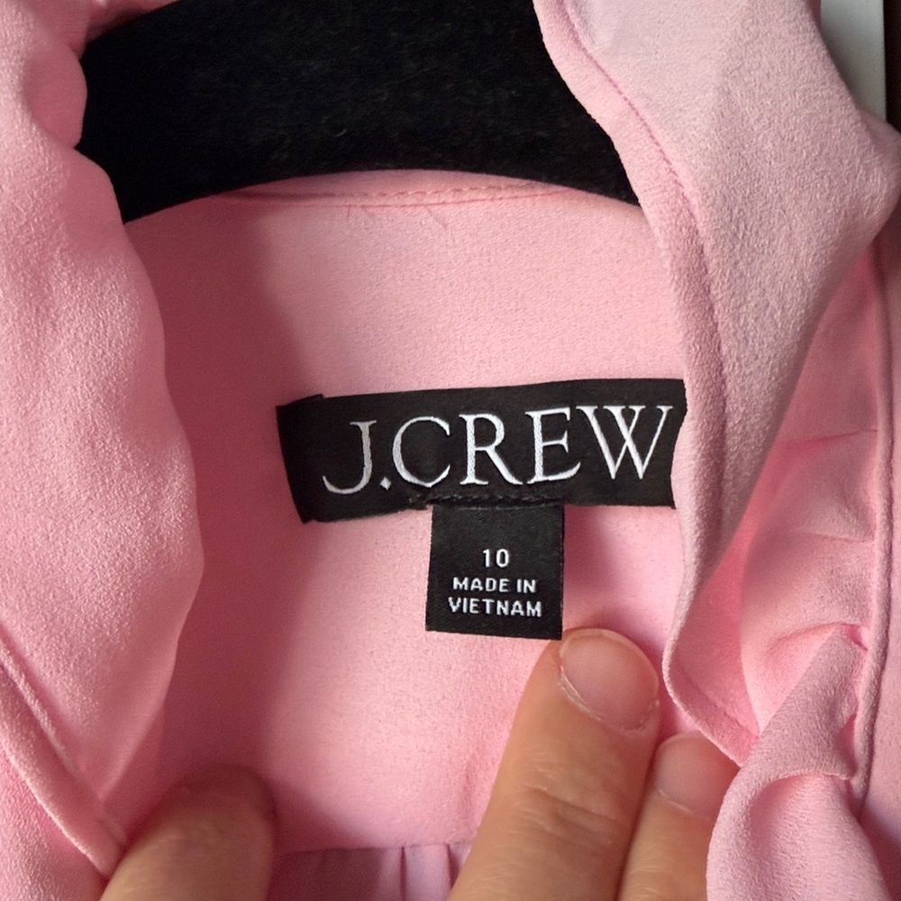 J.Crew Pink Ruffled Button-Up Blouse Draper Cottage Top - Picture 3 of 4